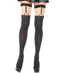Pinstripe Suspender Thigh Highs Stockings Leg Avenue
