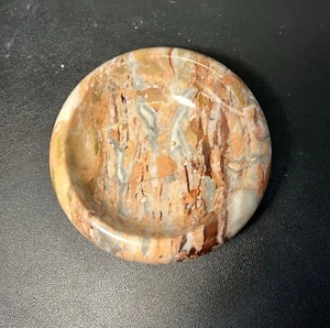 Pakistan Vintage 1980s Red Marble Ashtray Trinket Dish Heavy 5” - Picture 1 of 7