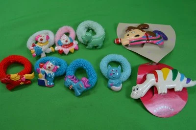 Soportes de cola de caballo vintage para niñas, pinzas para el cabello, dijes de plástico coloridos, dinosaurio Foto 1 de 4