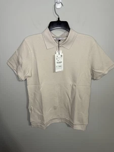 Nuevo con etiquetas Polo Zara Para Hombre Talla Pequeña Beige Texturizado Tejido Manga Corta Polo - Imagen 1 de 3