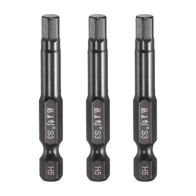3pcs 5mm Metric Hex Head Wrench Drill Bit 50mm Length Magnetic Bits, Black - Image 1 of 4