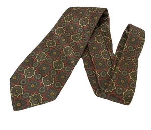 BREUER Italian Silk Tie Necktie Maroon Dark Green Geometric Print French Luxury - Picture 1 of 9