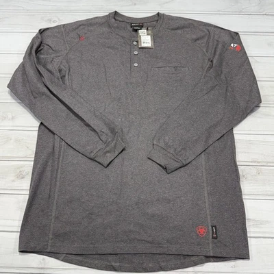 Camisa Ariat FR Air Henley Para Hombres Gris Resistente al Fuego Trabajo Bolsillo CAT 2 NUEVA CON ETIQUETAS Foto 1 de 4