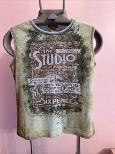 Vintage Skinny Minnie Distressed Sleeveless Top With Rhinestones Girls L 14 - Picture 1 of 5