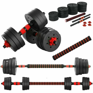 Adjustable Dumbbell Barbell Weight Lifting Set Home Gym Bicep Vinyl Dumbell Pair - Picture 1 of 34