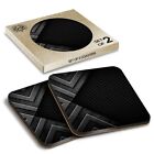 2 x Boxed Square Coasters - BW - Black Pattern  #39612