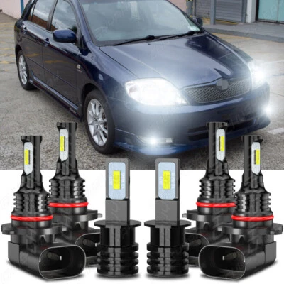 For Toyota Corolla 2001-2003 2004 Combo LED Headlight High/Low +Fog Light 6000K - Image 1 of 4