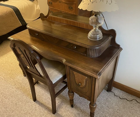 Antique Vanity Dressing Table with Mirror and  Chair c1920s Cover