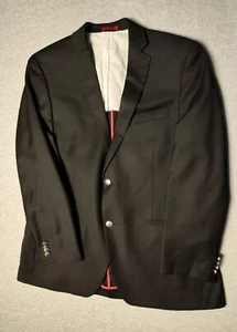 Men’s Wool Alafani For Macy’s Black Suit Jacket Blazer Size 44R - Picture 1 of 10