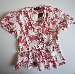 POLO RALPH LAUREN short sleeve floral linen wrap top BNWT - women size Small