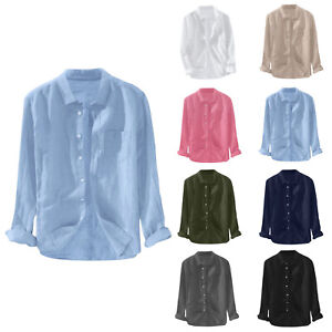 Plus Size Men's Baggy T Shirts Solid Color Long Sleeved Button Pocket Plain Tops