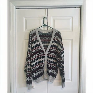 Vtg The Men’s Store At Sears Sweater Men’s L Acrylic Buttonup Grandpa USA - Picture 1 of 12