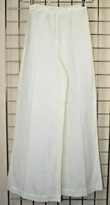 Vintage Pants Size S/M 80s Metro Style Ivory Wide Leg Soft Linen Rayon Blend - Picture 1 of 12