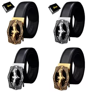 QHA Mens Ratchet Leather Belts Automatic Belt Buckle 35mm Wide Q18 - Picture 1 of 34