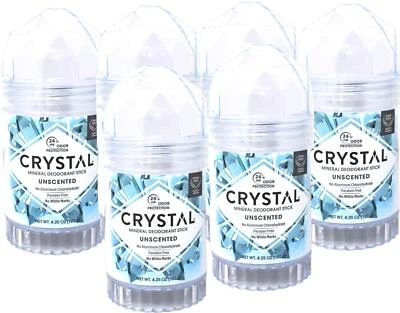 Bastão desodorante mineral sem perfume CRYSTAL, 4,25 oz - Pacote com 6 - Imagem 1 de 4