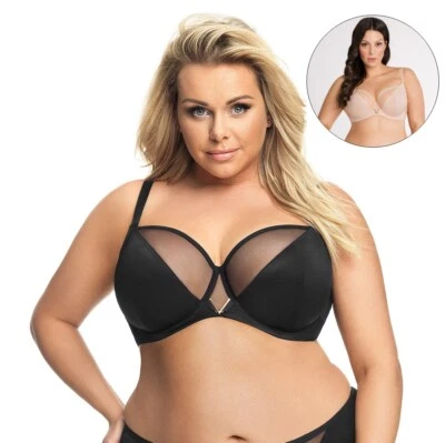 Bügel BH schwarz beige Softcup starker Halt breite Träger Gorsenia Unterwäsche - Bild 1 von 4