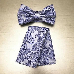 Men Lt Purple BUTTERFLY Bow tie And Pocket Square Handkerchief Set Wedding Party - Picture 1 of 1