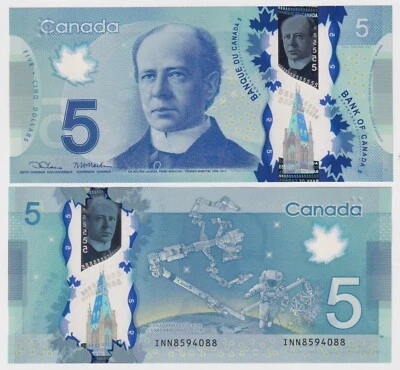 Canada $5 2013 P106e " Lane & Macklem  "- UNC POLYMER NOTE - PREFIX INN - Image 1 of 4