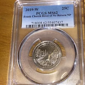 2019 W Frank Church River Of No Return NP Quarter 25c PCGS MS 62 Privy Mark V75 - Picture 1 of 3