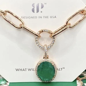 Bomb Party May 2025 “Perfect in Paradise” Lab Emerald Fused Rose Gold Necklace - Imagen 1 de 1