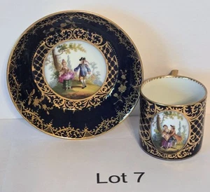 Antique Royal Vienna Blue Cup & Saucer  "Beehive"  Austria 1800's - Picture 1 of 13