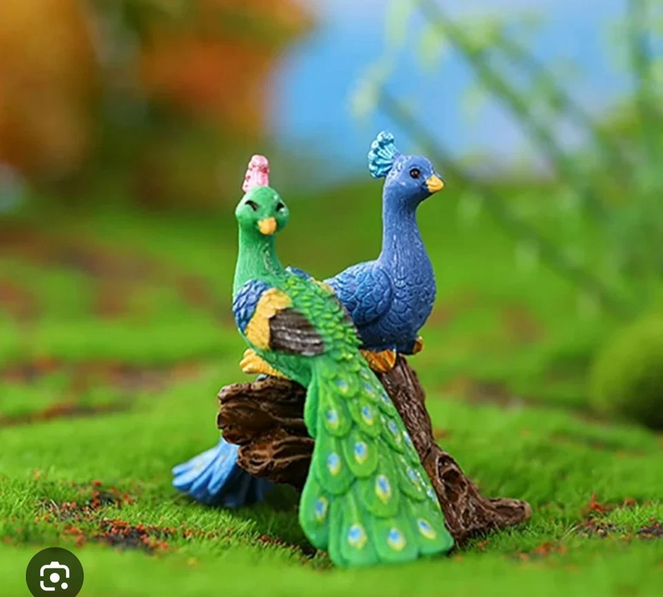 Mini Peacock Figurine – Cute Peafowl Figurine for Fairy Garden & Moss Decor - Image 1 of 1