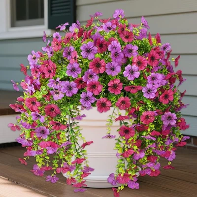 Plantas de flores artificiais falsas penduradas para decoração ao ar livre primavera verão, ... - Imagem 1 de 4