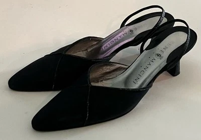 Rene Mancini Mujer Punta Punta Eslinga Trasera Tacones Negros Talla 37.5 Foto 1 de 4