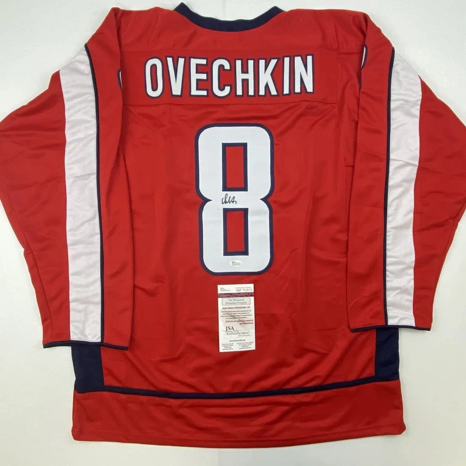 Camiseta deportiva roja autografiada/firmada de Alexander Alex Ovechkin Washington certificado de autenticidad JSA automática Foto 1 de 4