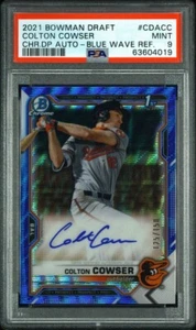 COLTON COWSER 1ST BOWMAN CHROME BLUE AUTO 2021 REFRACTOR /150 MINT PSA 9 - Picture 1 of 2