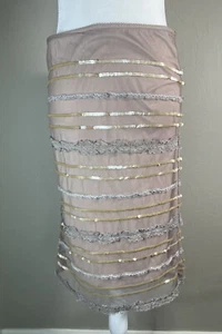 Betsey Johnson Vintage Beige Size 2 Mesh & Lace Pencil Skirt 90’s Grunge - Picture 1 of 13