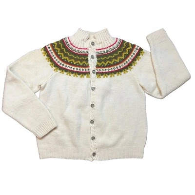 Suéter islandés de colección tejido a mano para mujer S Fair Isle Nordic Cabincore años 80 esquí acogedor Foto 1 de 4