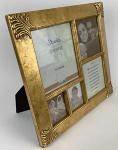 9.5" Square 5 Photo Collage Picture Frame Gold Ornate Corners Easel Back Kmart - Picture 1 of 6