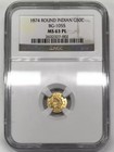 1874 Round Indian Head California Gold Half Dollar (50c) Ngc Ms-63 Pl - Bg-1055