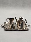 VINTAGE DOLLHOUSE MINIATURE STERLING SILVER 5 PIECE TEASET MARKED 