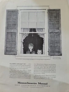 1959 Massachusetts Mutual Life Insurance Norman Rockwell kids in window ad - Picture 1 of 1