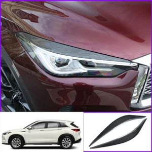 For infiniti QX50 2018-21 Real Carbon Fiber Headlight Eyelid Trim Cover Eyebrows - Picture 1 of 12