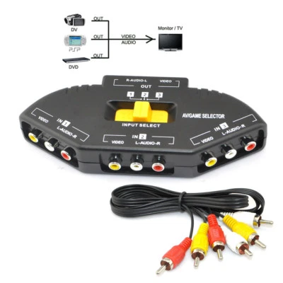 AV Audio Video Signal Switcher 3 IN 1 Output TV switch Splitter for DVD VCR PS2 - Image 1 of 4