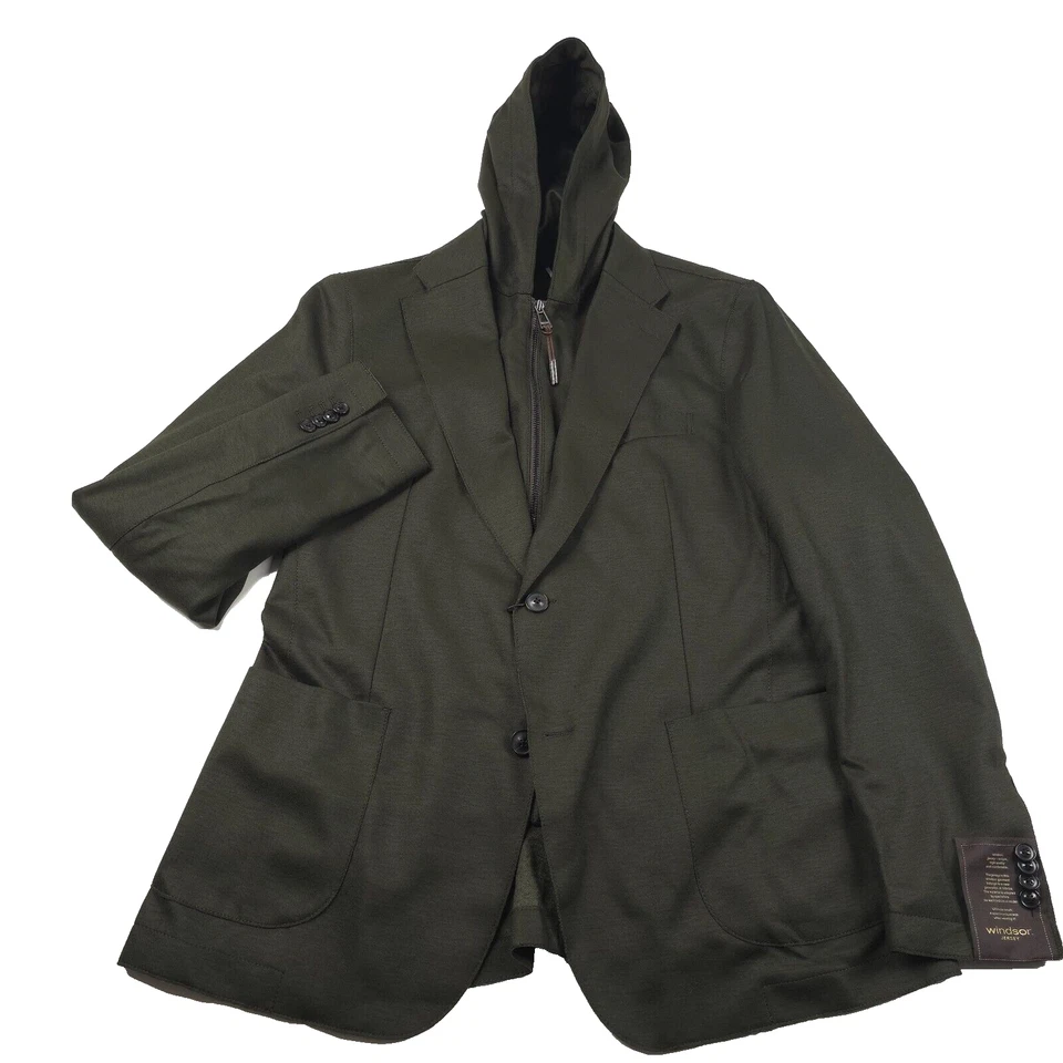 $1195 Windsor Gilo Green Removable Hood Sport Coat Blazer Jacket Mens 42 (EU 52) - Image 1 of 4