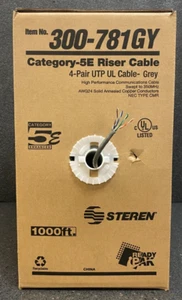 Cable con clasificación vertical STEREN 1000 FT. Cat5e 4 pares 24 AWG UTP CMR COBRE SÓLIDO (gris) - Imagen 1 de 3