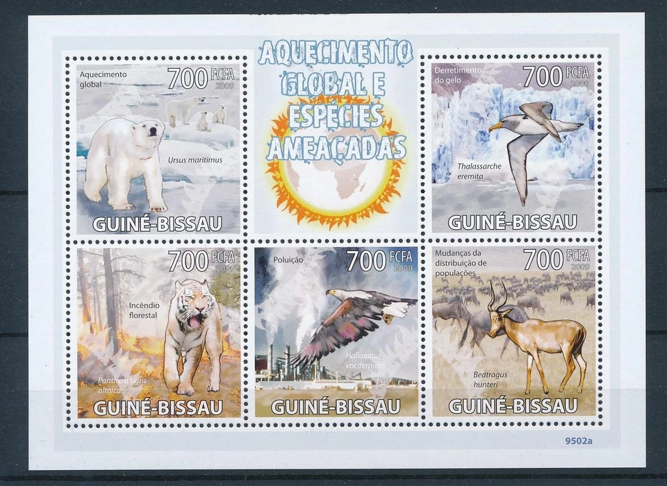 [26368] Guinea Bissau 2009 Animals Global warming Birds Polar bear Tiger MNH - Image 1 of 1