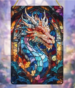 SUNCATCHER-Fantasy Dragon Acrylic 12"x8" - Picture 1 of 6
