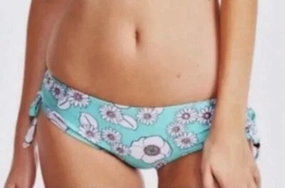 Wildfox бикини плавать низ только средний шестидесятых цветочный собранными в рюш галстук стороны бирюзовый розовый - Изображение 1 из 4