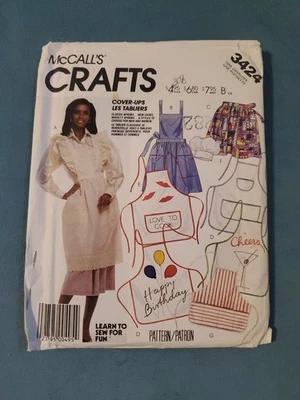 McCall's 3424 Unisex Full Or Half Aprons And Chef Hat Sewing Pattern Uncut - Image 1 of 3