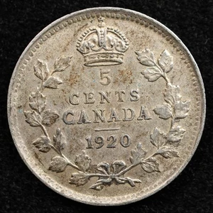 Kanada 5 Cent 1920, Münze, Silber, Inv#D401 - Bild 1 von 2