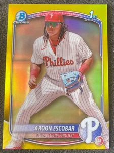 2025 Bowman #BCP-65 Aroon Escobar YELLOW Refractor /75 SP. Philadelphia Phillies - Picture 1 of 3