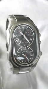 PHILIP STEIN Signature Dualtime Chronograph All Stainless Steel Wristwatch - Picture 1 of 10