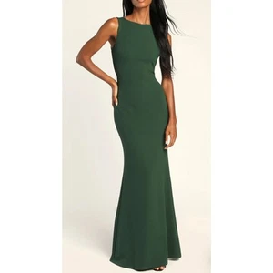 Maxi Vestido Lulus Love In Your Eyes Hunter Verde Anudado Sirena Talla M Formal - Imagen 1 de 11