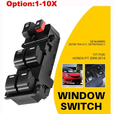 Novo Interruptor de Porta de Energia Master Window Preto Para Honda Fit 2009-2014 Driver Frontal - Imagem 1 de 4