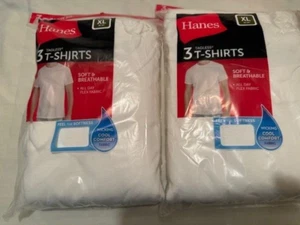 Hanes T Shirts Mens CREW NECK XL Large White 2 / 3 Packs (6 TOTAL) -1ST QUALITY - Picture 1 of 6